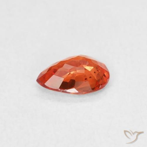 Zaffiro Arancione rossastra naturale da 0.44 ct, Forma a pera, VS