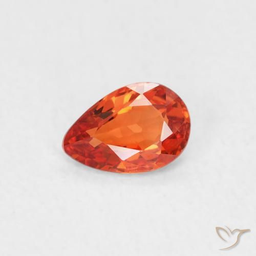 0.42ct Naturale Arancio caldo Zaffiro, Forma a pera, VVS-VS