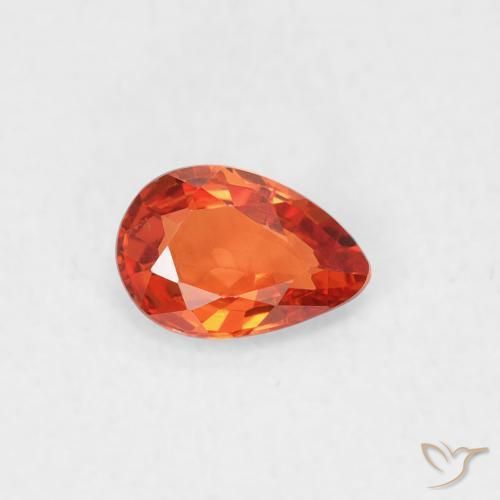 Zaffiro Arancio caldo naturale da 0.42 ct, Forma a pera, VVS-VS