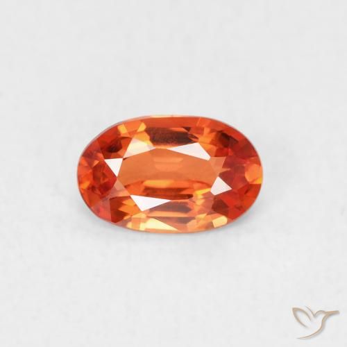 Zaffiro Arancione rossastra naturale da 0.54 ct, Ovale, VVS