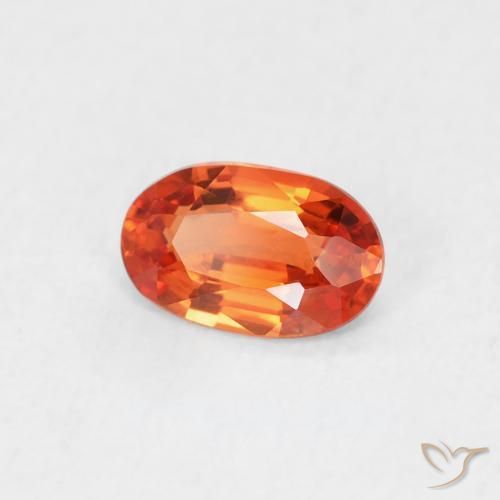 Zaffiro Arancione rossastra naturale da 0.54 ct, Ovale, VVS