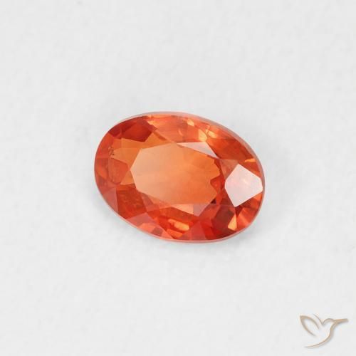Zaffiro Arancione rossastra naturale da 0.49 ct, Ovale, VVS-VS