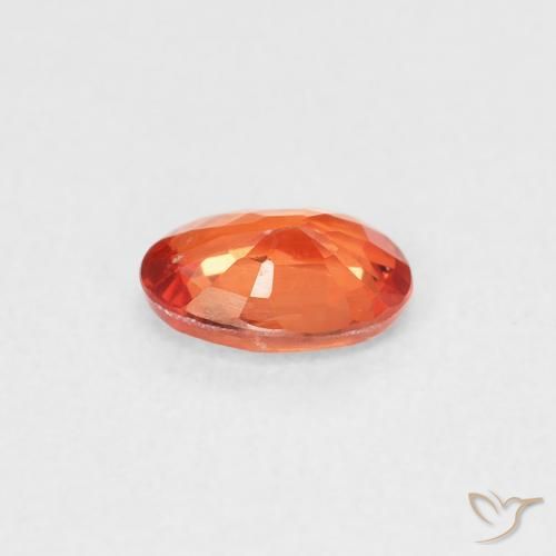 Zaffiro Arancione rossastra naturale da 0.49 ct, Ovale, VVS-VS
