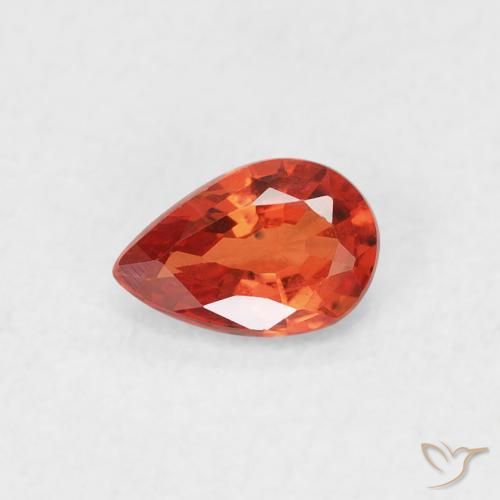 0.42ct Naturale Arancio caldo Zaffiro, Forma a pera, VVS-VS
