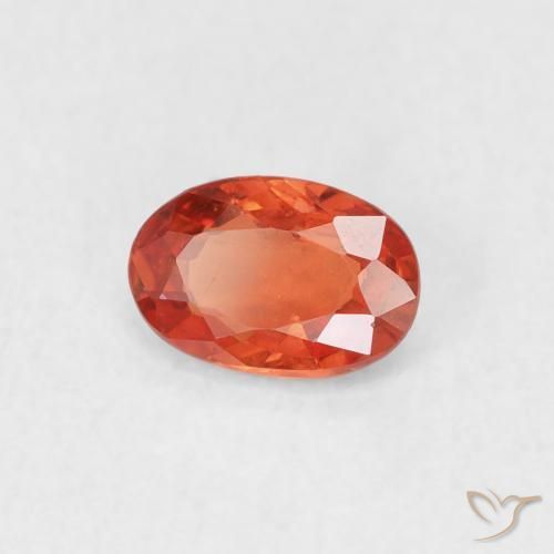 Zaffiro Arancione rossastra naturale da 0.53 ct, Ovale, VS