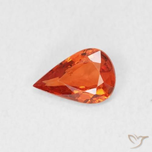 0.43ct Naturale Arancione Ambra Zaffiro, Forma a pera, VS