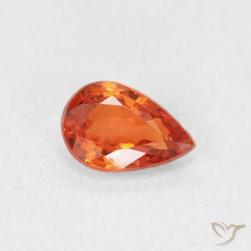 Zaffiro Arancia Fuoco naturale da 0.59 ct, Forma a pera, VS