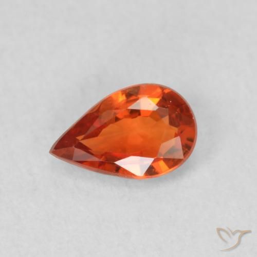 Zaffiro Arancione scuro naturale da 0.44 ct, Forma a pera, VS