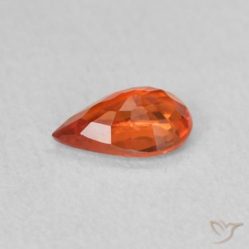 Zaffiro Arancione scuro naturale da 0.44 ct, Forma a pera, VS