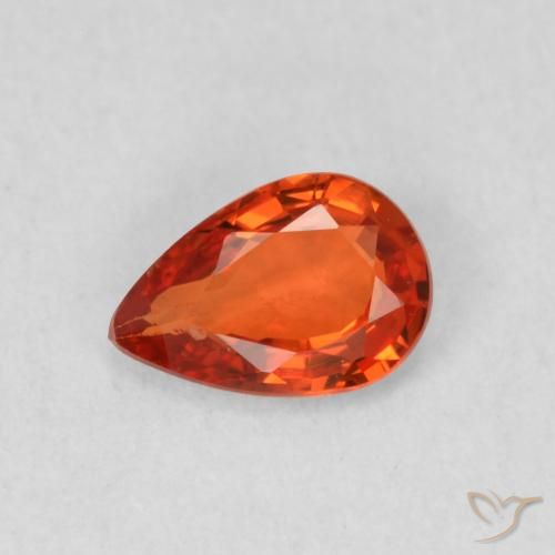 0.49ct Naturale Arancione rossastra Zaffiro, Forma a pera, VS