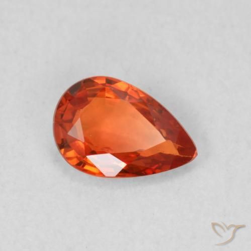 Zaffiro Arancione rossastra naturale da 0.49 ct, Forma a pera, VS