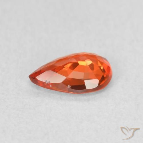 Zaffiro Arancione rossastra naturale da 0.49 ct, Forma a pera, VS
