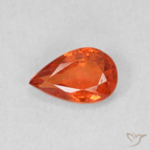 0.50ct Naturale Arancio caldo Zaffiro, Forma a pera, VS