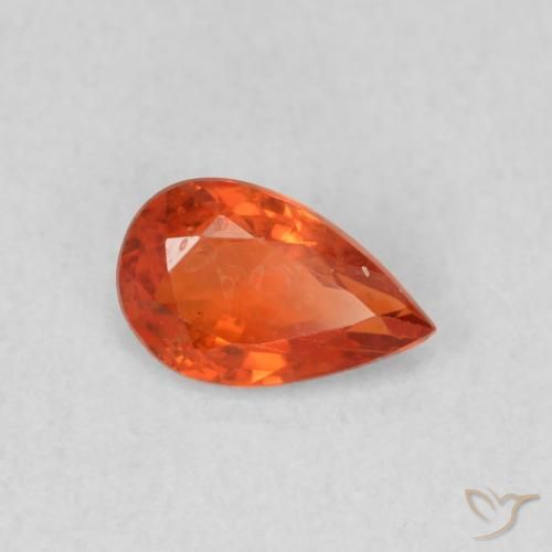 Zaffiro Arancio caldo naturale da 0.50 ct, Forma a pera, VS