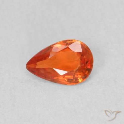 0.38ct Naturale Arancio Medio Zaffiro, Forma a pera, VS