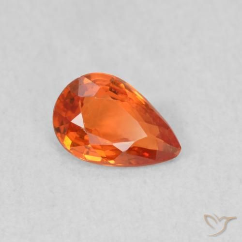 Zaffiro Arancio Medio naturale da 0.38 ct, Forma a pera, VS