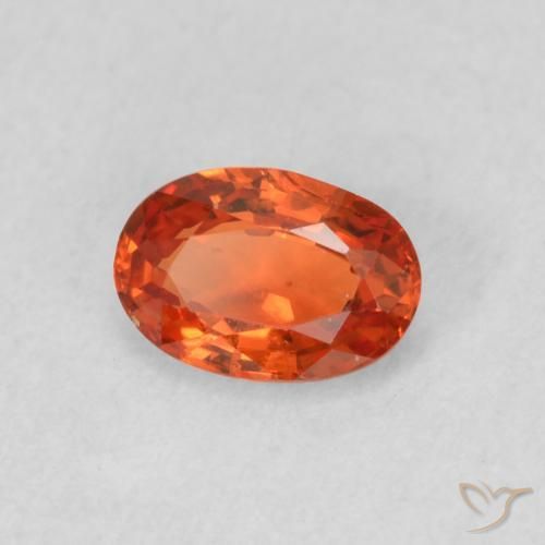 Zaffiro Arancione rossastra naturale da 0.54 ct, Ovale, VS