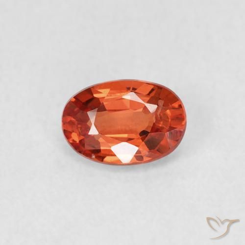 Zaffiro Rosso arancione naturale da 0.58 ct, Ovale, VVS-VS
