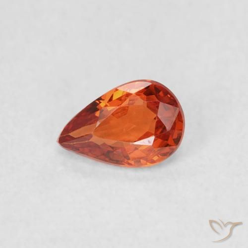 0.39ct Naturale Arancione rossastra Zaffiro, Forma a pera, VVS-VS
