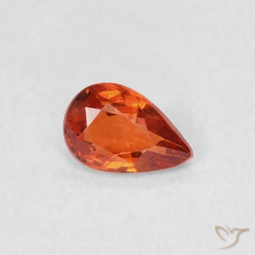 Zaffiro Arancione rossastra naturale da 0.39 ct, Forma a pera, VVS-VS