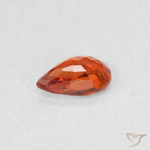 Zaffiro Arancione rossastra naturale da 0.39 ct, Forma a pera, VVS-VS