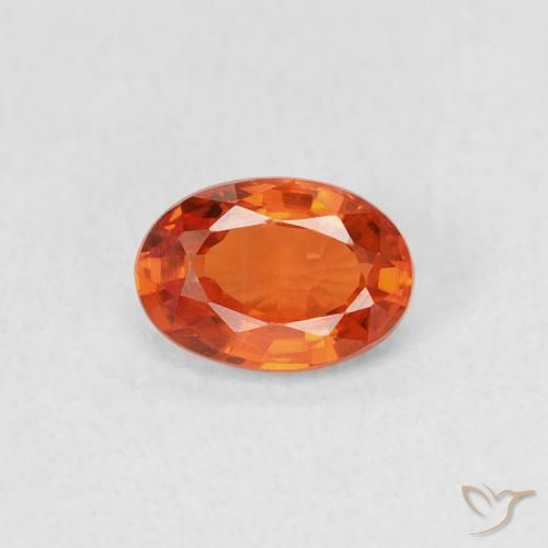 0.69ct Naturale Arancione rossastra Zaffiro, Ovale, VS