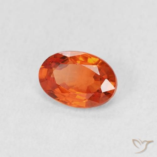 Zaffiro Arancione rossastra naturale da 0.69 ct, Ovale, VS