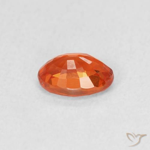 Zaffiro Arancione rossastra naturale da 0.69 ct, Ovale, VS