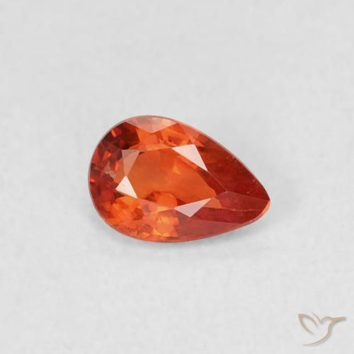 0.47ct Naturale Arancio caldo Zaffiro, Forma a pera, VVS-VS