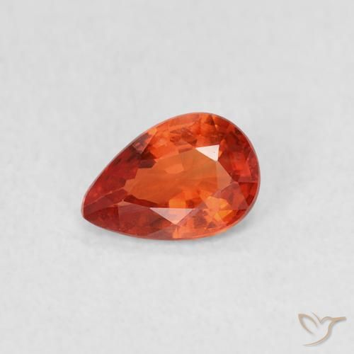 Zaffiro Arancio caldo naturale da 0.47 ct, Forma a pera, VVS-VS