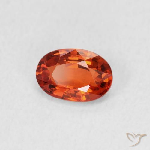 Zaffiro Arancione rossastra naturale da 0.68 ct, Ovale, VVS-VS