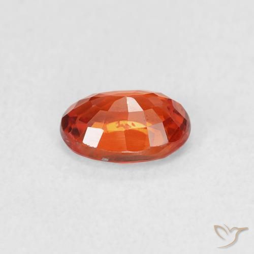 Zaffiro Arancione rossastra naturale da 0.68 ct, Ovale, VVS-VS