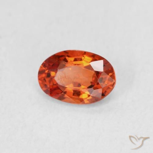 Zaffiro Arancione rossastra naturale da 0.58 ct, Ovale, VVS