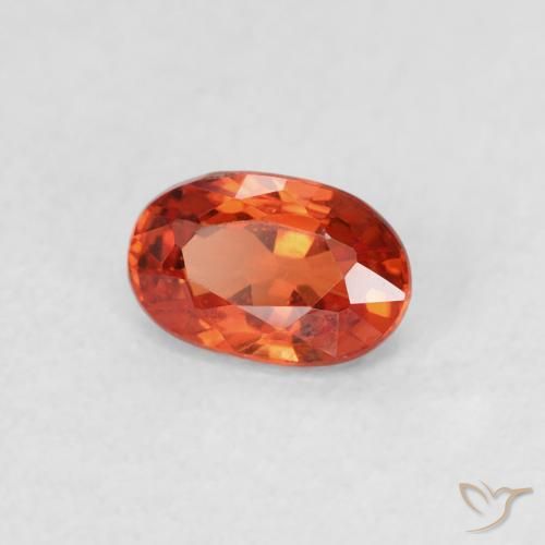 Zaffiro Arancione rossastra naturale da 0.65 ct, Ovale, VVS