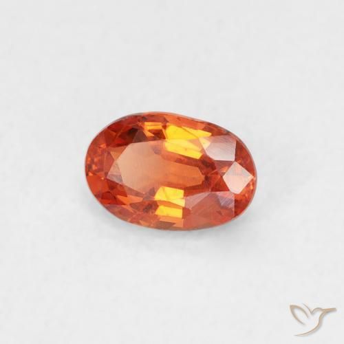 Zaffiro Arancione rossastra naturale da 0.59 ct, Ovale, VS