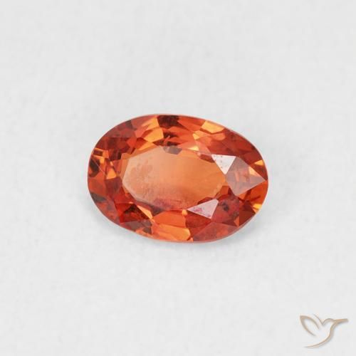 Zaffiro Arancione rossastra naturale da 0.49 ct, Ovale, VVS-VS