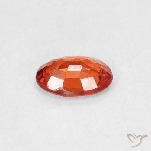Zaffiro Arancione rossastra naturale da 0.49 ct, Ovale, VVS-VS