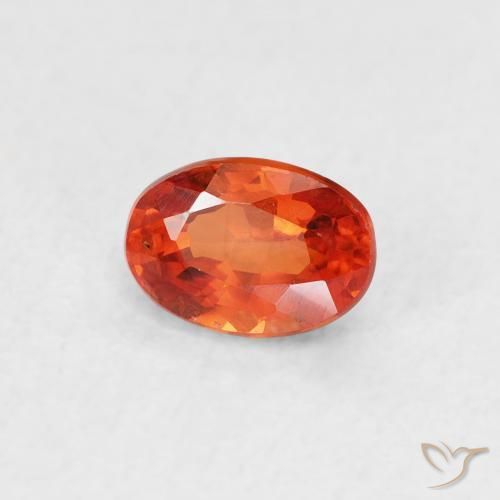 Zaffiro Arancione brillante naturale da 0.73 ct, Ovale, VVS-VS