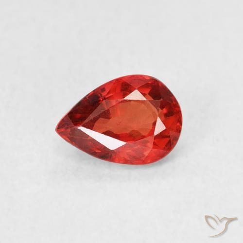 0.63ct Naturale Arancio Medio Zaffiro, Forma a pera, VS