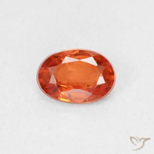 Zaffiro Arancione rossastra naturale da 0.52 ct, Ovale, VS