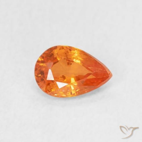 Zaffiro Arancione brillante naturale da 0.54 ct, Forma a pera, VS