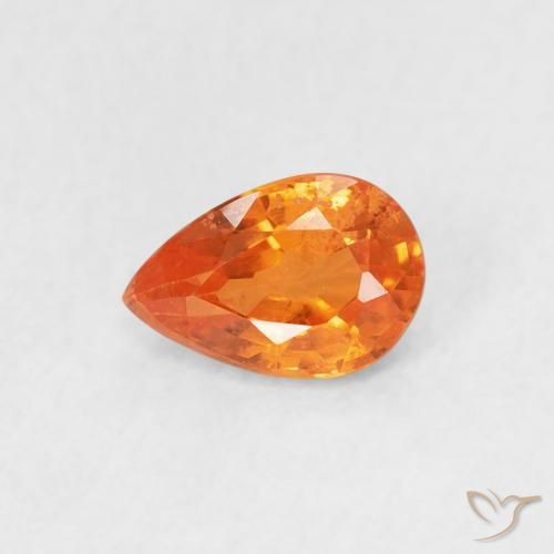 Zaffiro Arancione brillante naturale da 0.54 ct, Forma a pera, VS