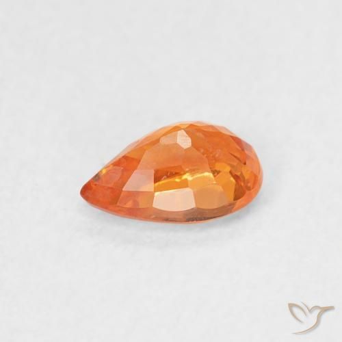 Zaffiro Arancione brillante naturale da 0.54 ct, Forma a pera, VS