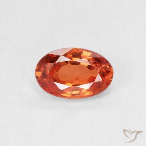 0.66ct Naturale Arancione rossastra Zaffiro, Ovale, VS