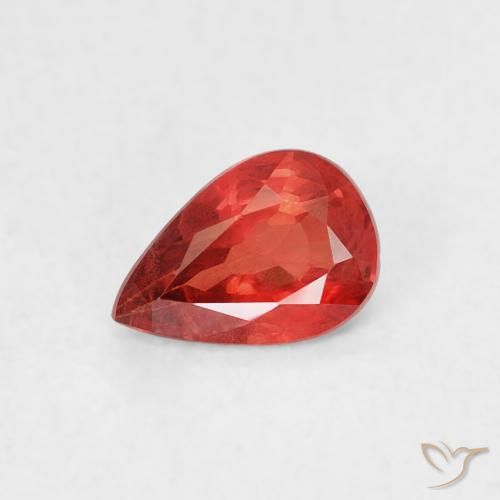 Zaffiro Rosso cremisi brillante naturale da 0.48 ct, Forma a pera, VS