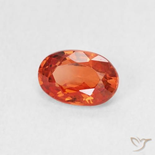 Zaffiro Arancione rossastra naturale da 0.77 ct, Ovale, VS