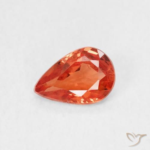 0.44ct Naturale Arancia Fuoco Zaffiro, Forma a pera, VS