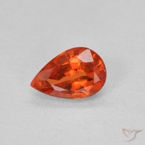 0.52ct Naturale Arancione rossastra Zaffiro, Forma a pera, VVS-VS