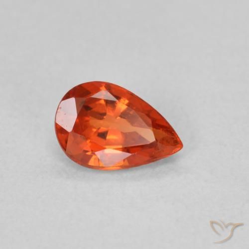 Zaffiro Arancione rossastra naturale da 0.52 ct, Forma a pera, VVS-VS
