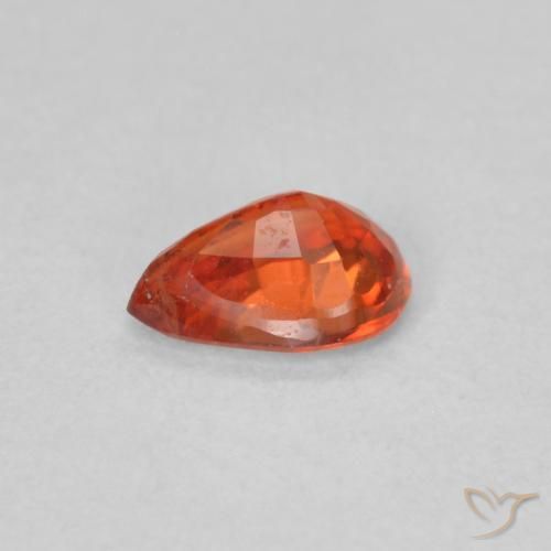 Zaffiro Arancione rossastra naturale da 0.52 ct, Forma a pera, VVS-VS